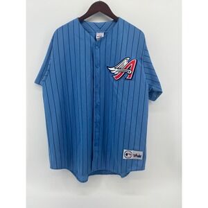 Vintage Majestic Anaheim Angels MLB Jersey Blue Pinstripe XL Made in USA